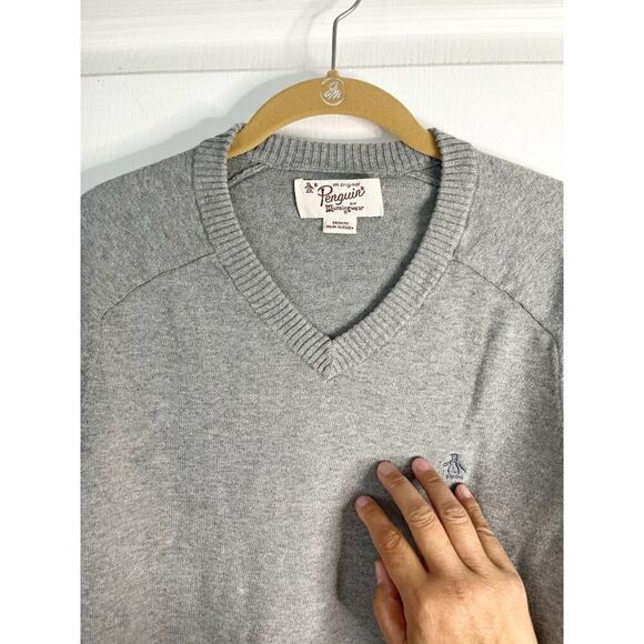Penguin by Munsingwear Knit V Neck Long Sleeve 100% Cotton Sweater - Picture 3 of 11